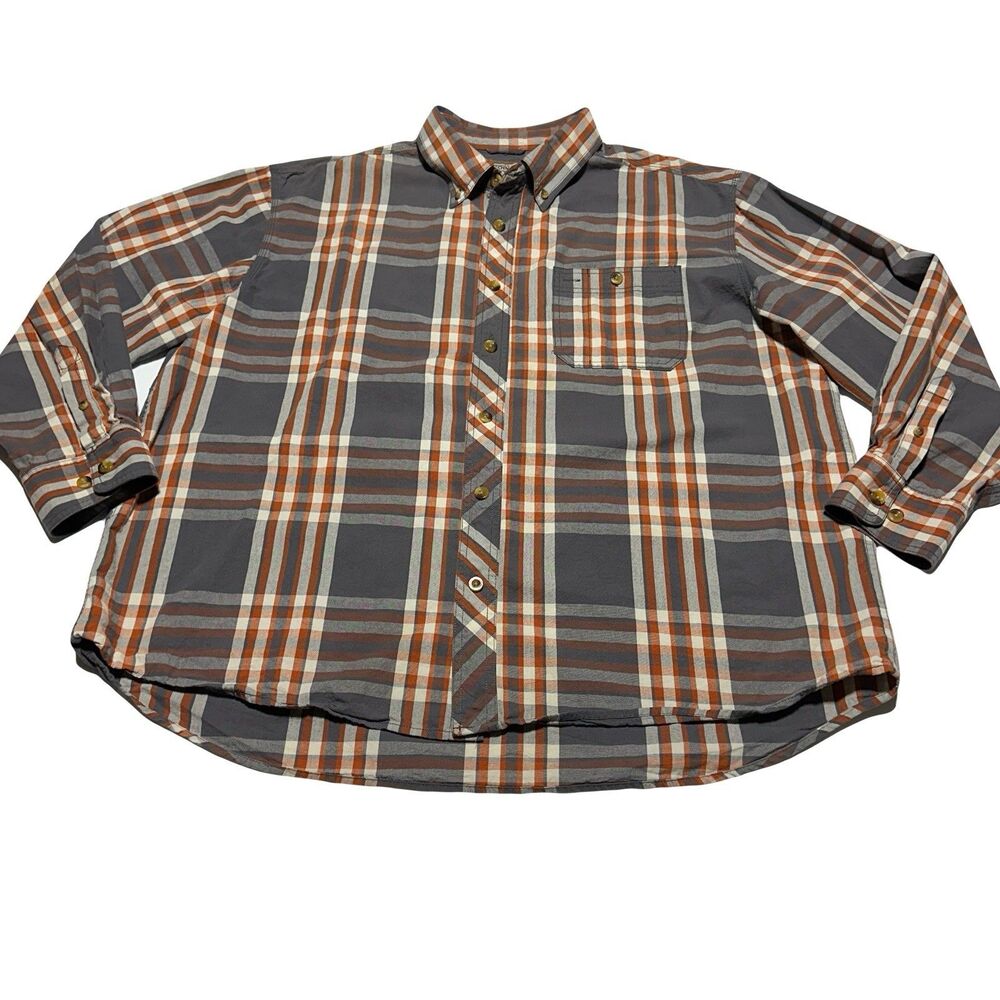 CE Schmidt Workwear Shirt Mens 2XL Long Sleeve Button Down Plaid 100% Cotton